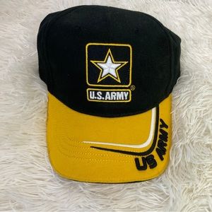 US Army Strong Hat Cap yellow gold black strapback embroidered star logo